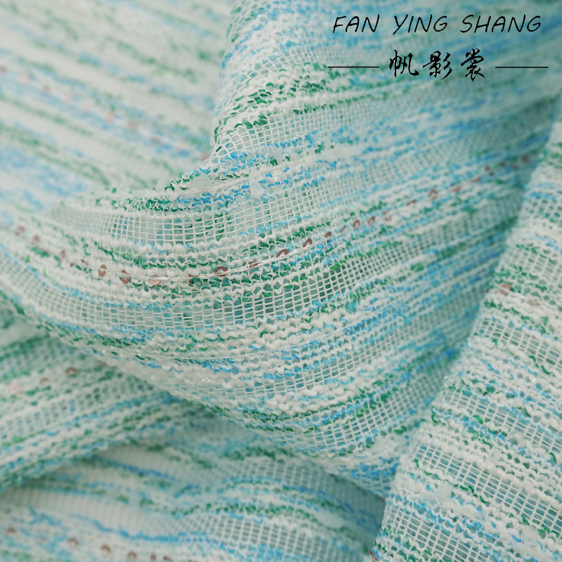 Fresh Style Blue Green Stripe  - đánh giá và giá Sewing Tweed Fabric