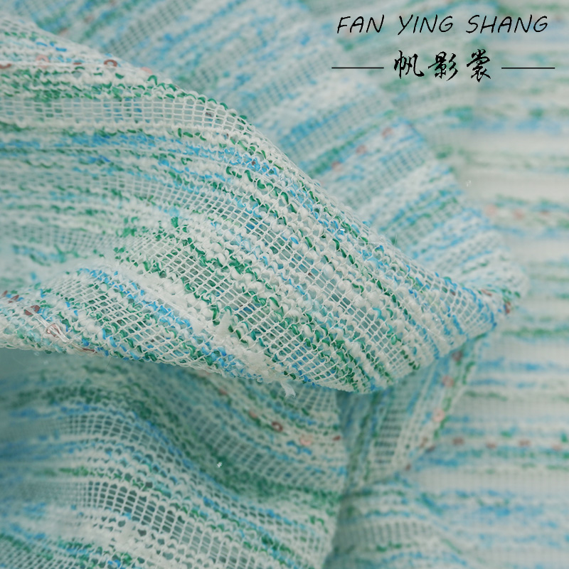 Fresh Style Blue Green Stripe  - đánh giá và giá Sewing Tweed Fabric