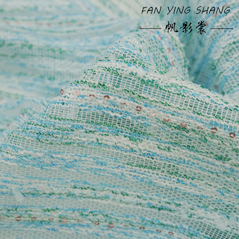 Fresh Style Blue Green Stripe  - đánh giá và giá Sewing Tweed Fabric