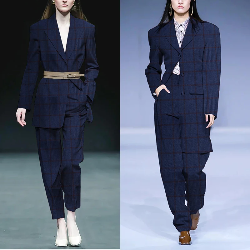 Redraspberry Blue Plaid Worste - đánh giá và giá Sewing Tweed Fabric
